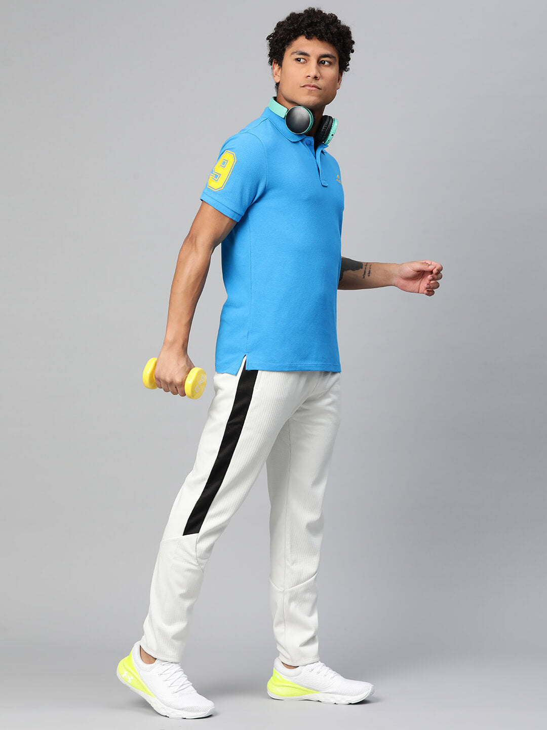 Alcis Men Typography Printed Polo Collar Dry Tech Slim Fit T-shirt