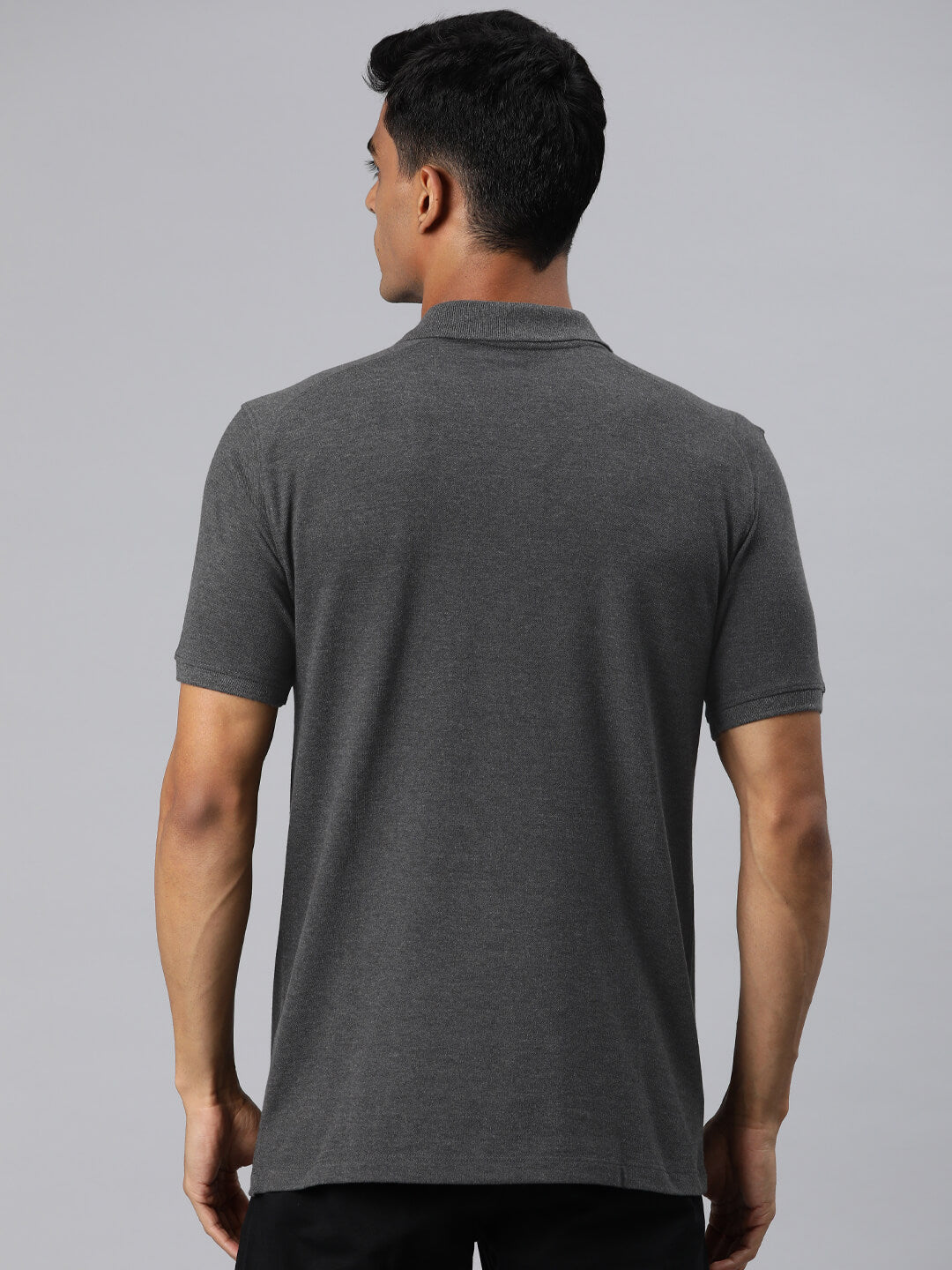 Alcis Men Grey Melange Printed Polo Collar T-shirt