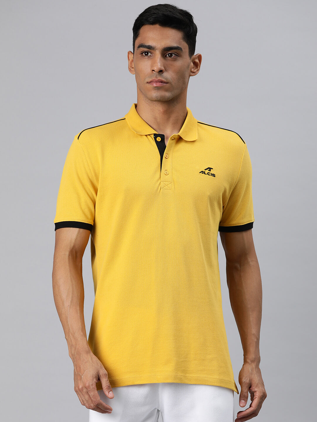 Alcis Men Yellow Polo Collar T-shirt