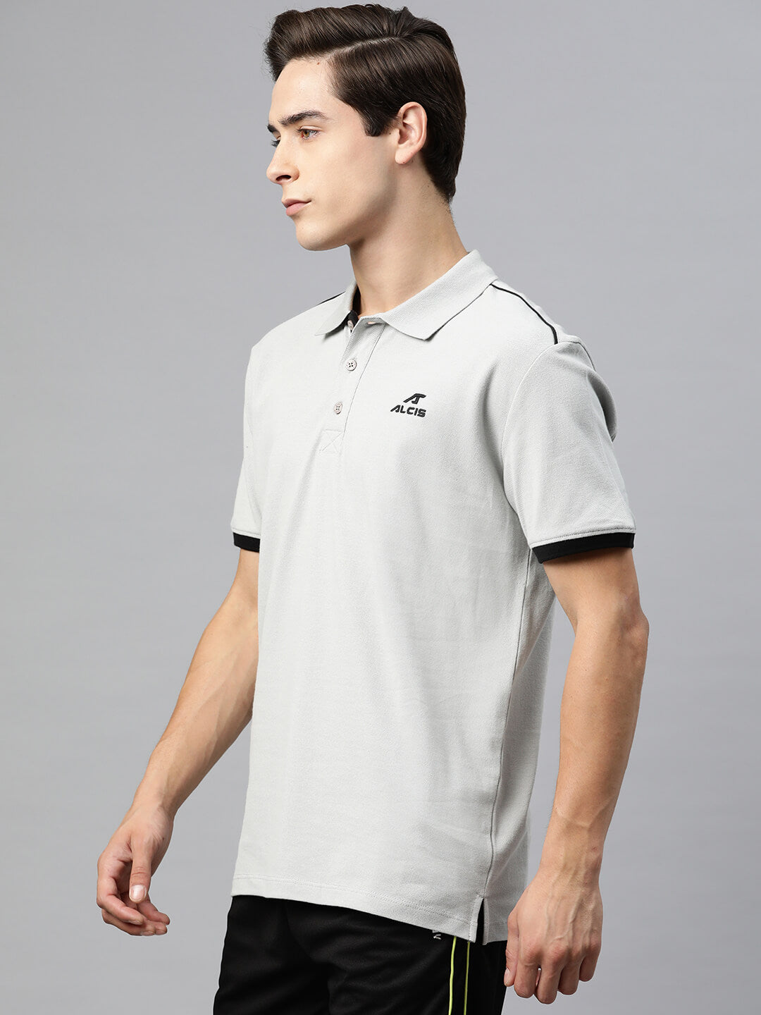 Alcis Men Brand Logo Embroidered Polo Collar Sports T-shirt