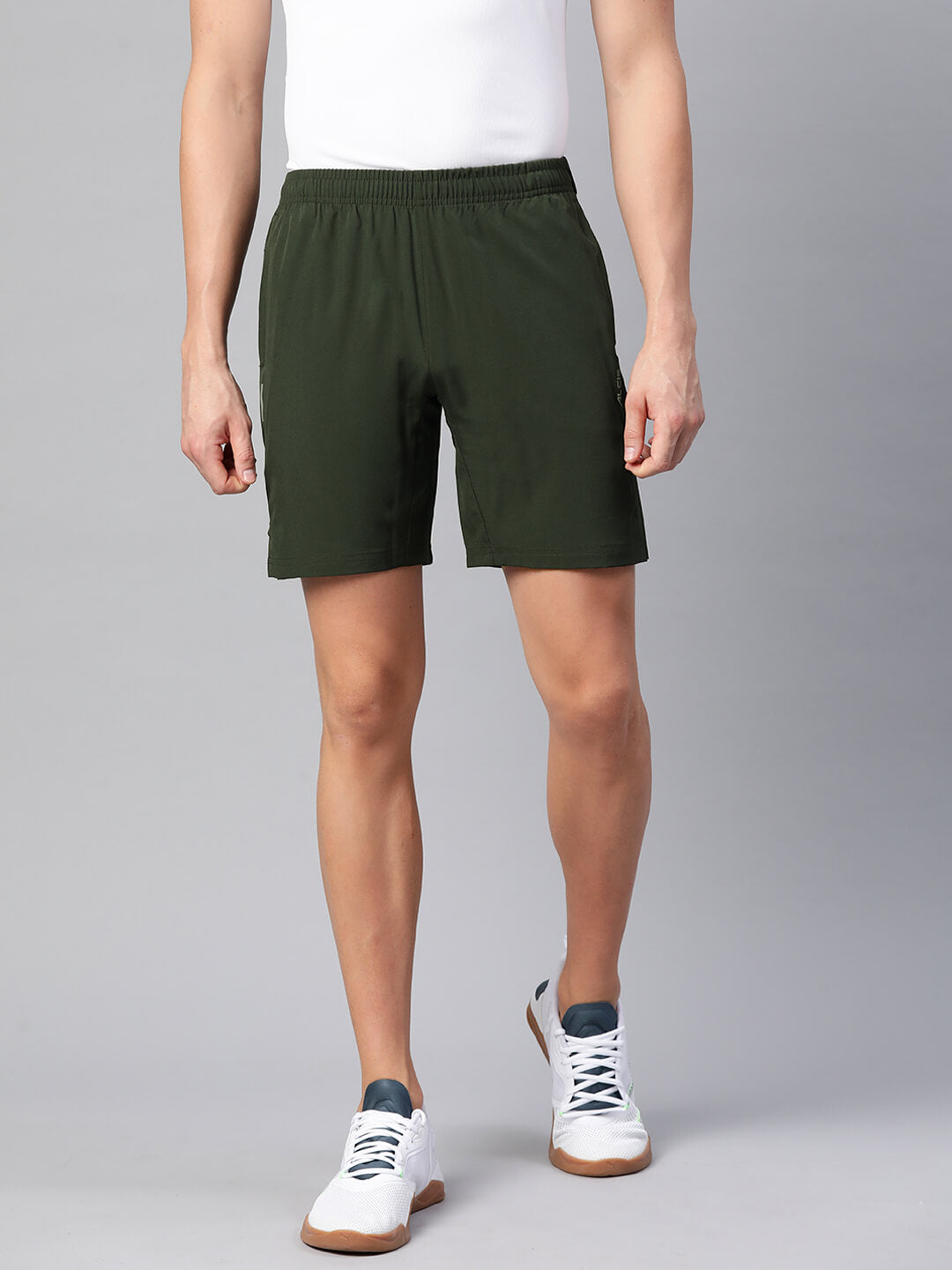 Alcis Men Green Slim Fit Running Sports Shorts