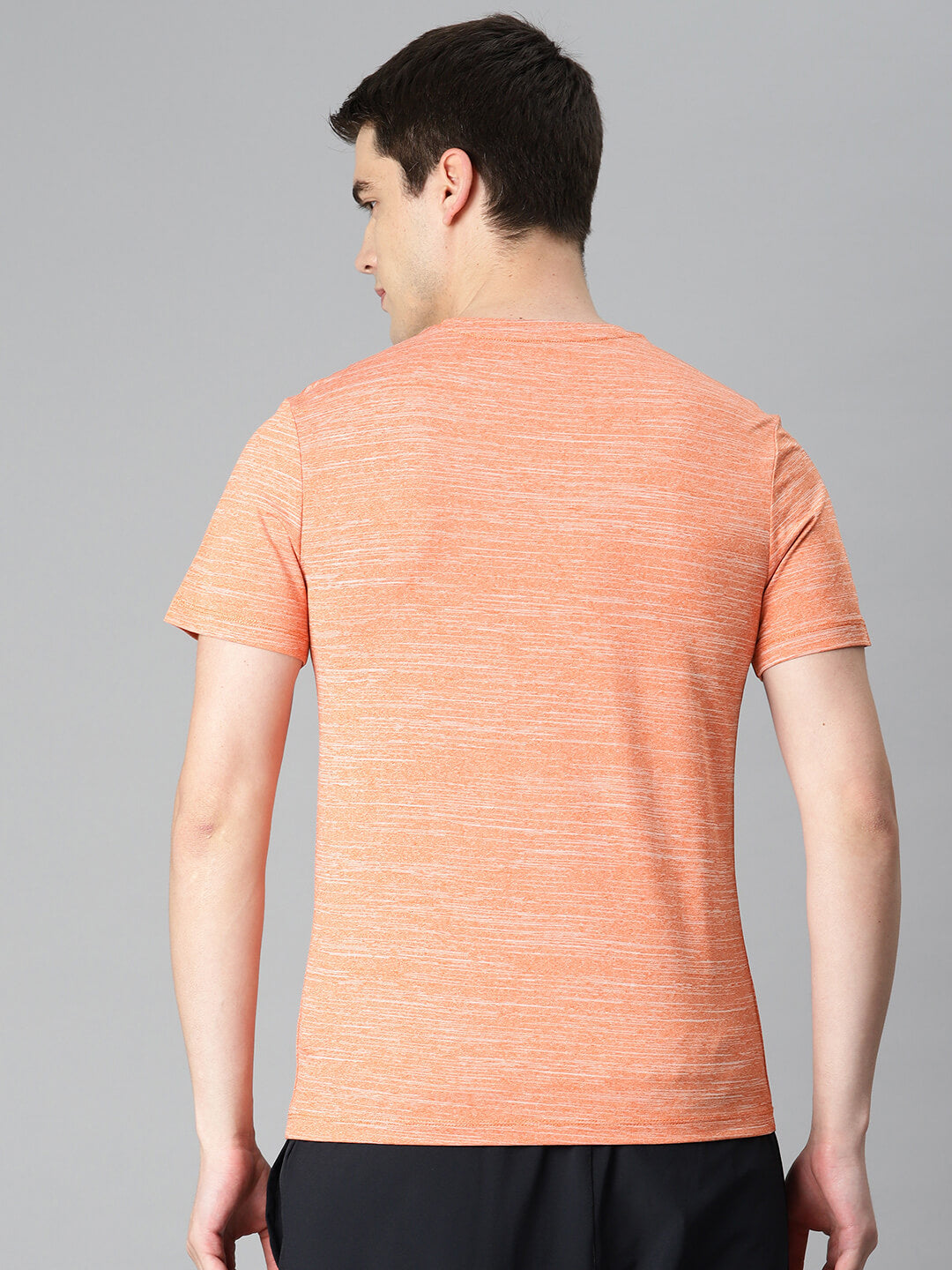 Alcis Men Orange Typography Printed Anti Static Slim Fit Sports T-shirt