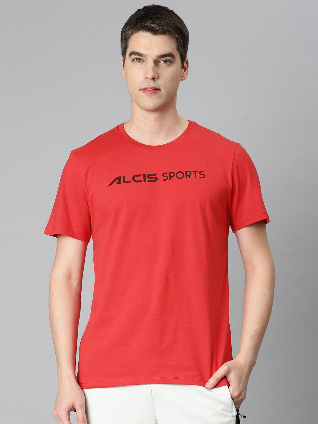 Alcis Men Red Typography Printed Sports T-shirt