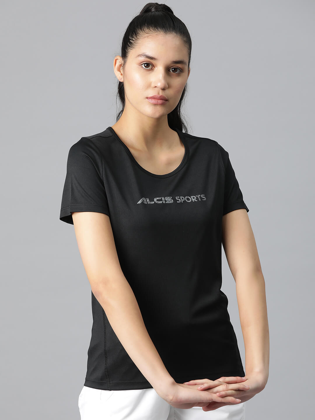 Alcis Typography Printed Anti Static Slim Fit Sports T-shirt