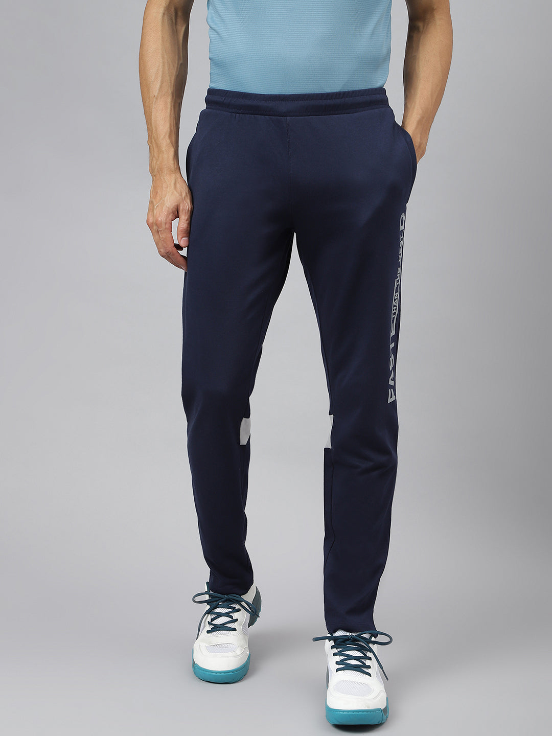 Alcis Men Graphic-Print Dress Blue Soft-Touch Athleisure Track Pants