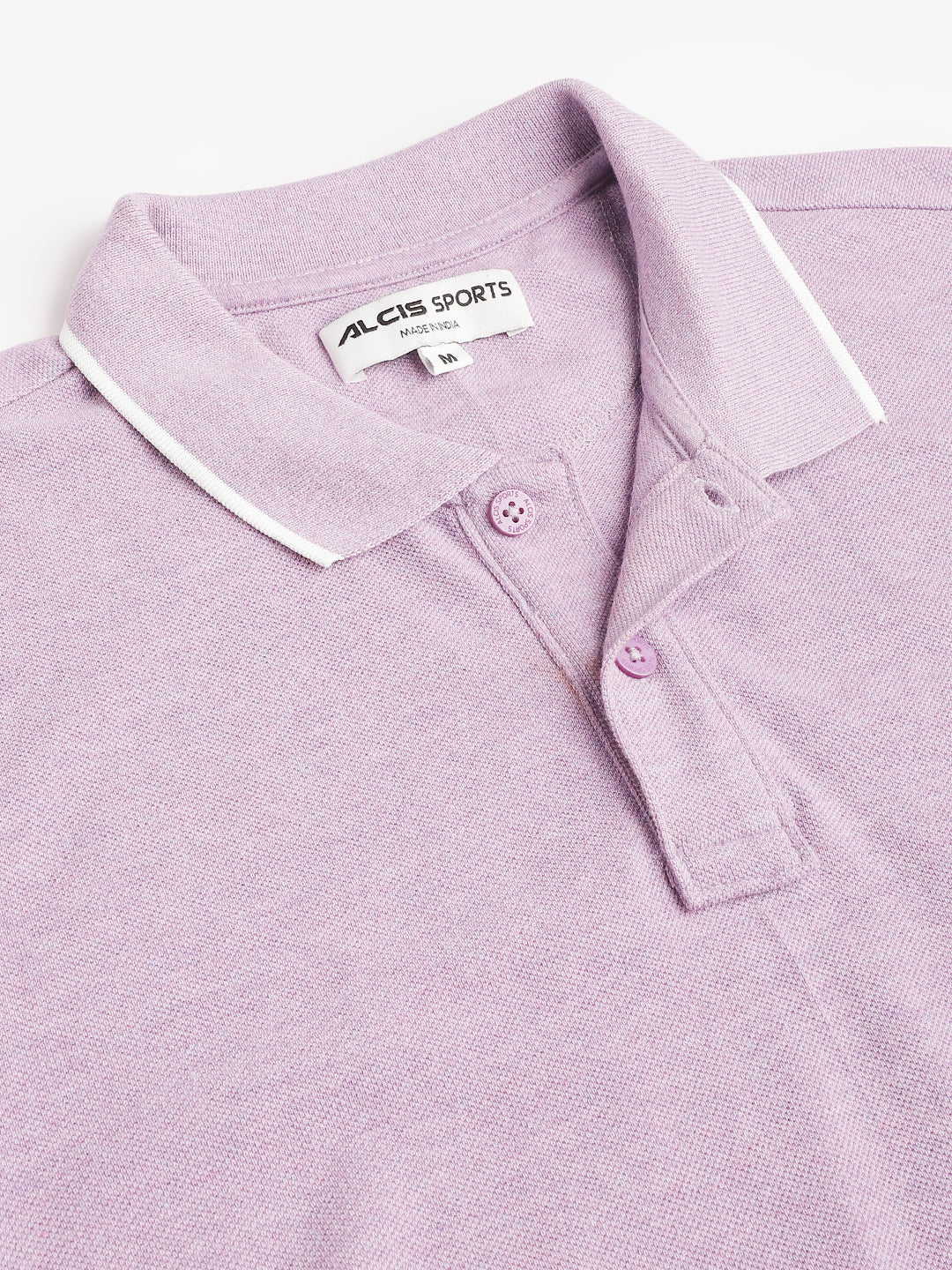 Alcis Men's Purple Melange Soft-Touch Regular-Fit Athleisure Polo T-Shirt