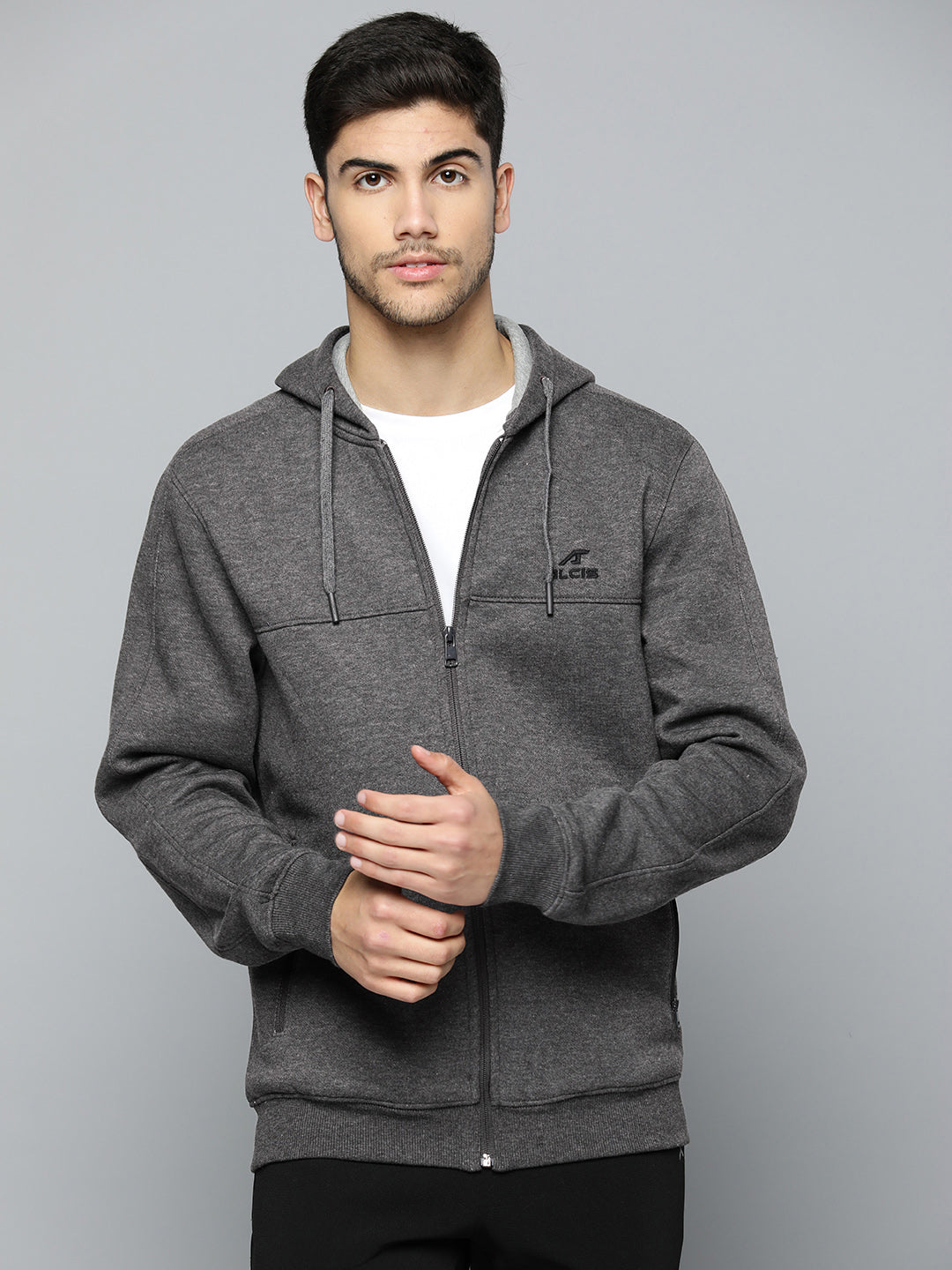 Alcis Men Solid Hooded Sporty Jacket