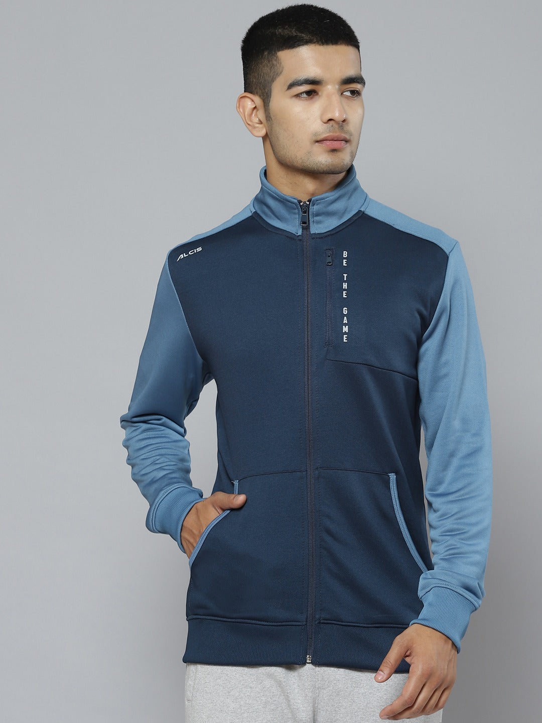 Alcis Men Blue Colourblocked Running Sporty Jacket