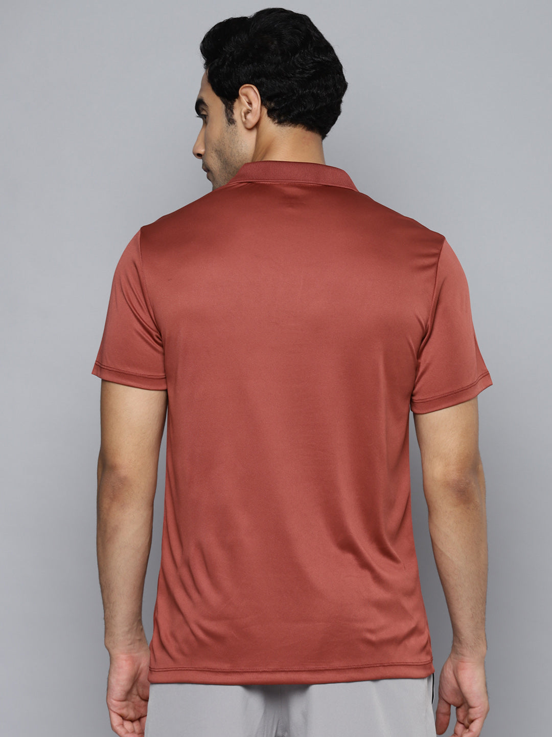 Alcis Men Rust Printed Polo Collar Slim Fit T-shirt