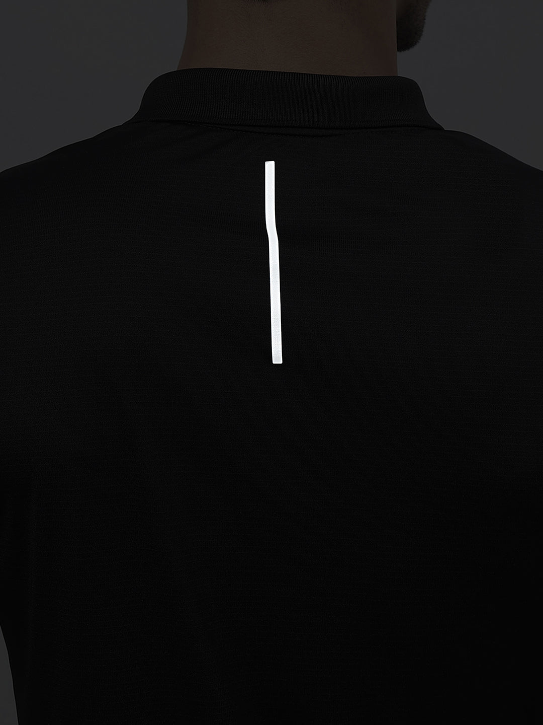 Alcis Men Black Drytech+ Anti-Static Slim-Fit Running Polo T-Shirt