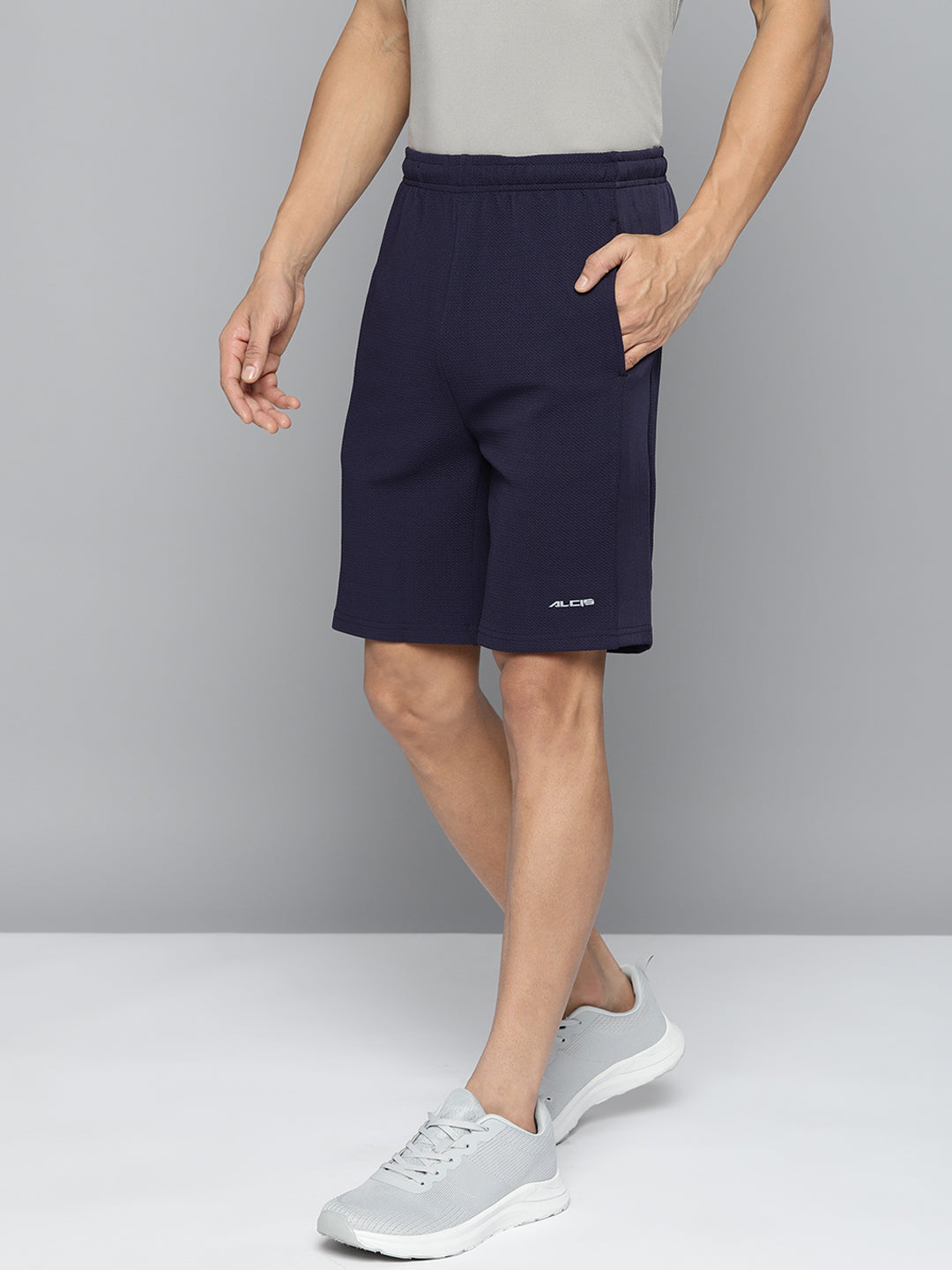 Alcis Men Navy Blue Solid Slim Fit Running Shorts