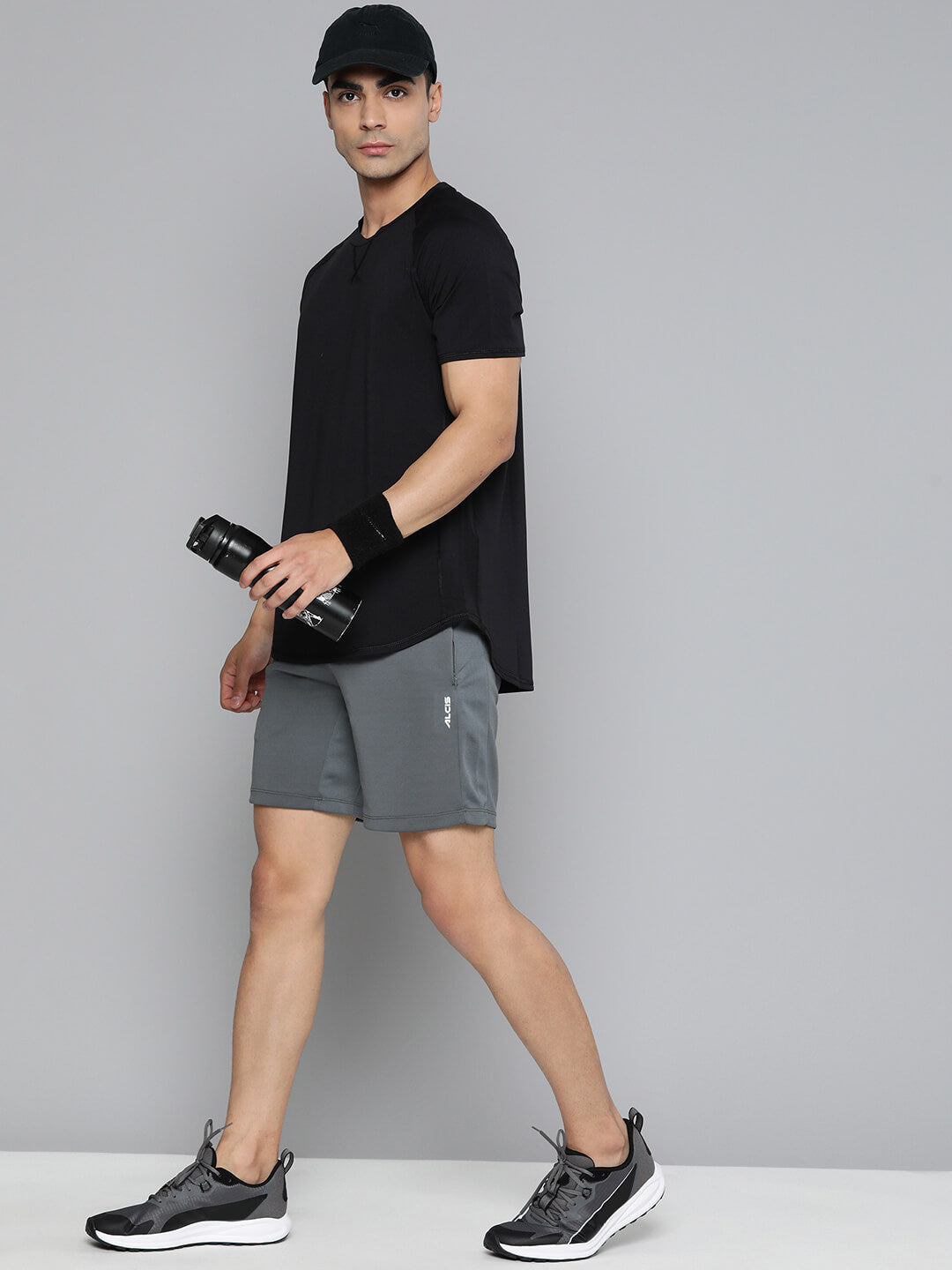 Alcis Men Grey Slim Fit Training or Gym Sports Shorts