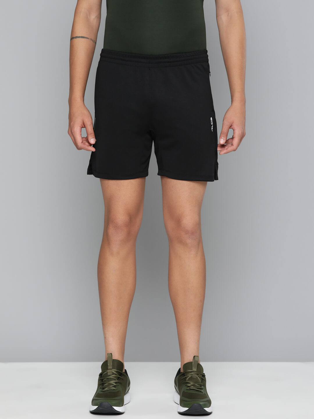 Alcis Men Black Slim Fit Drytech+ Running Sports Shorts