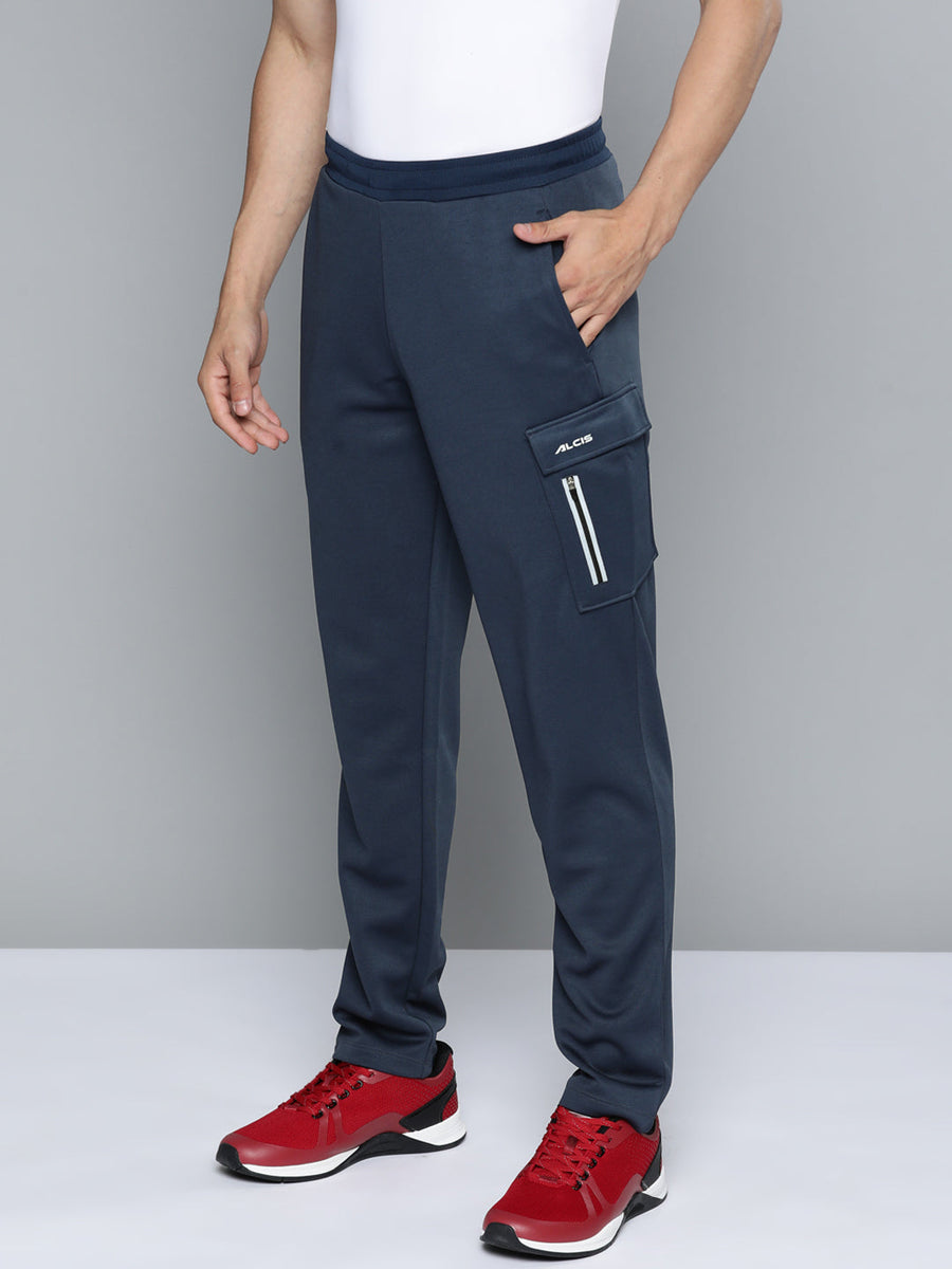 Buy Men Polyester Slim-Fit Gym Track Pants - Navy Online