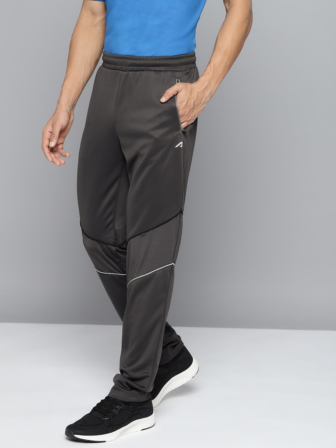 Alcis Men Charcoal Grey Slim-Fit Training Track Pants