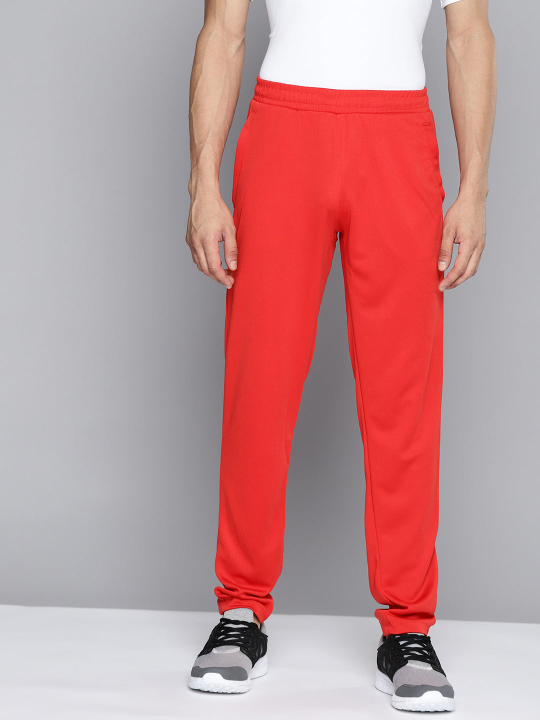 Alcis Men Red Solid Slim Fit Track Pants