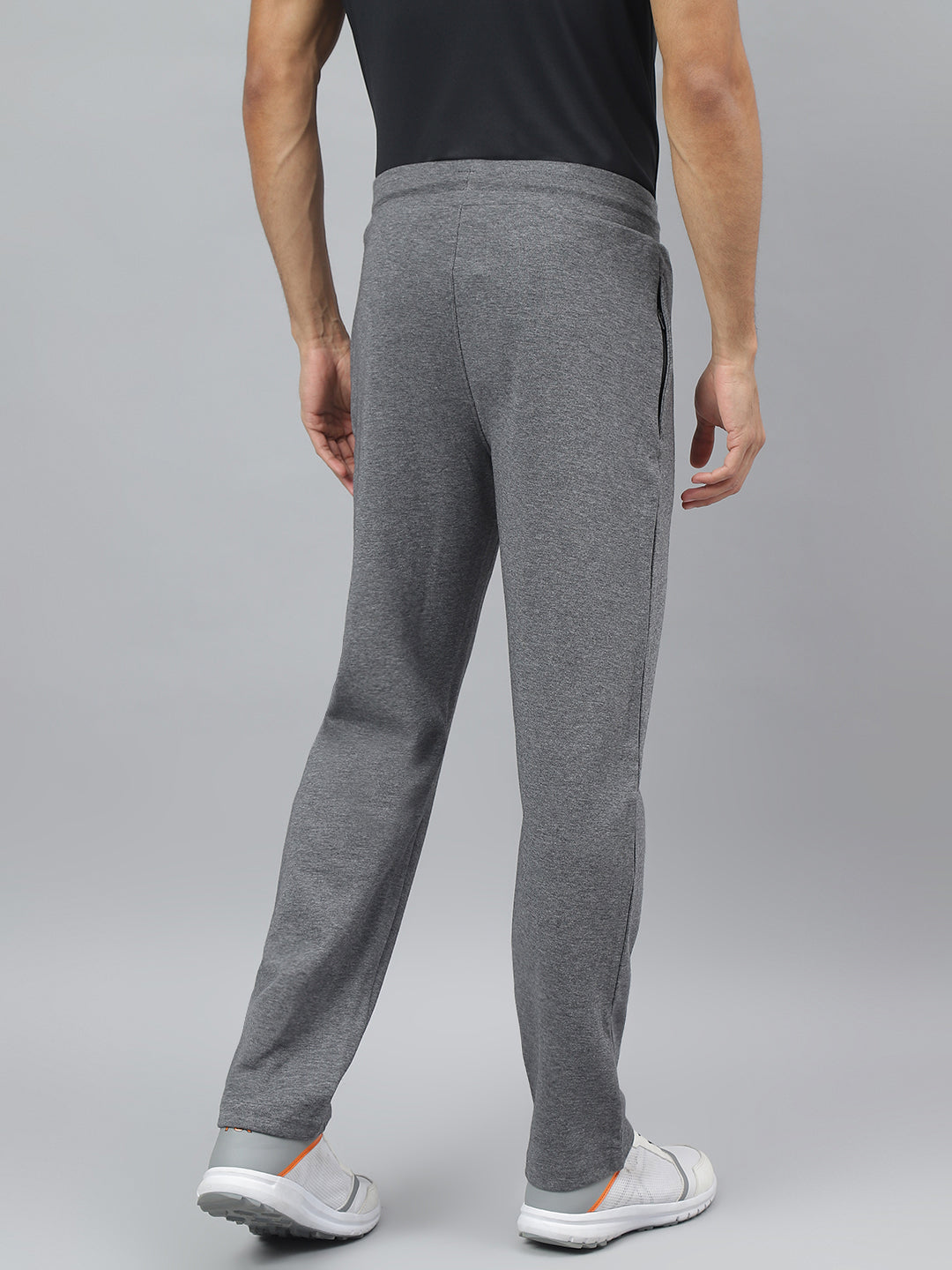 Alcis Men Medium Grey Melange Anti-Static Slim-Fit Training Track Pants
