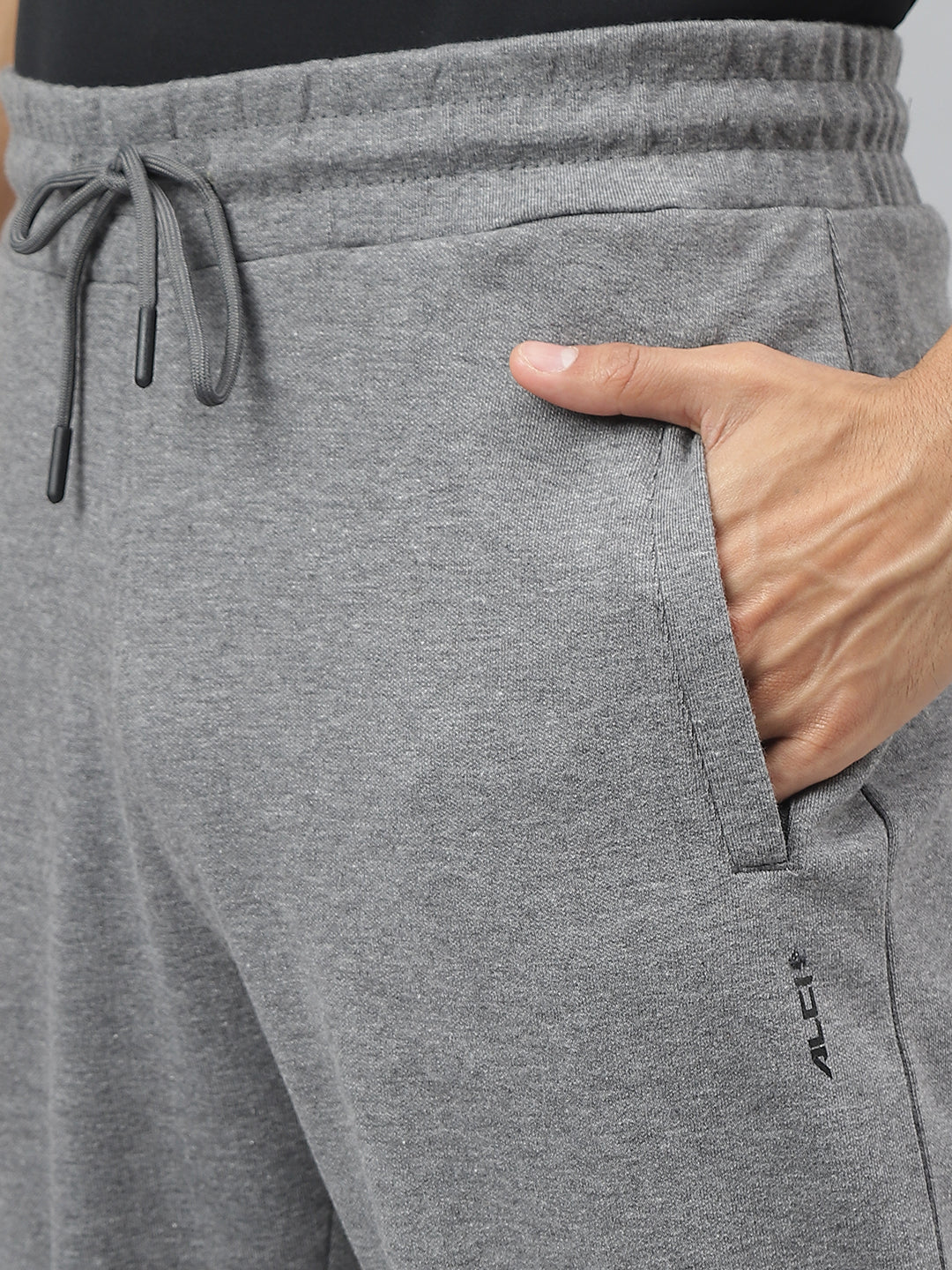 Alcis Men Medium Grey Melange Anti-Static Slim-Fit Training Track Pants