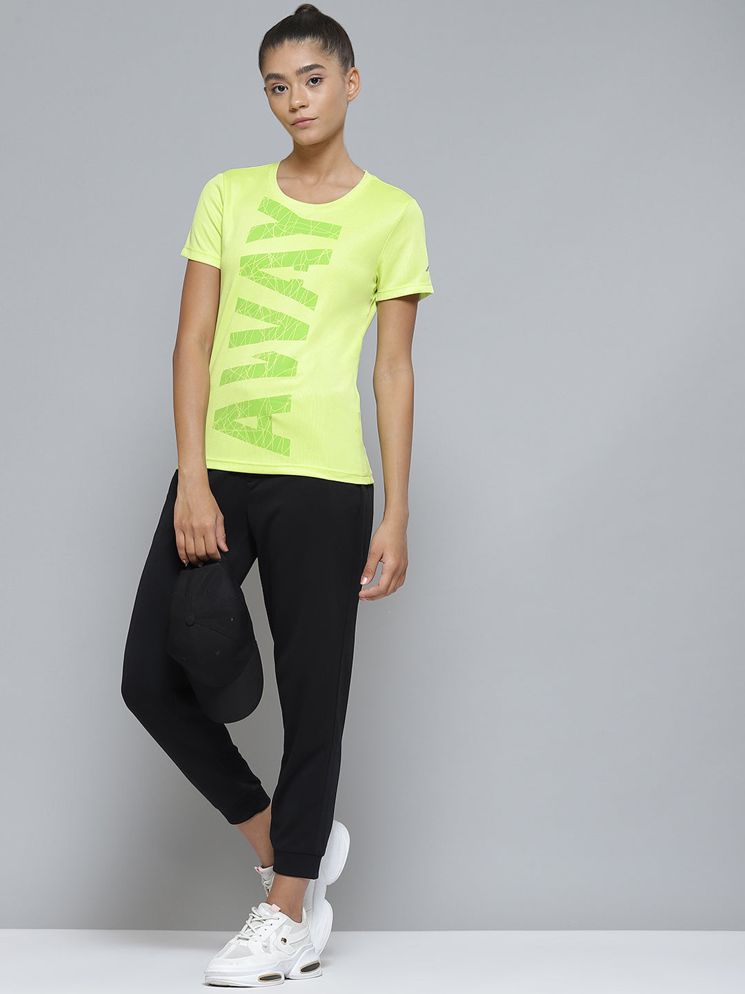 Alcis Women Green Typography Printed Slim Fit T-shirt