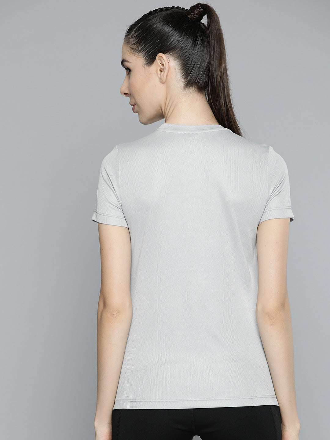 Alcis Women Grey Typography Printed Slim Fit T-shirt