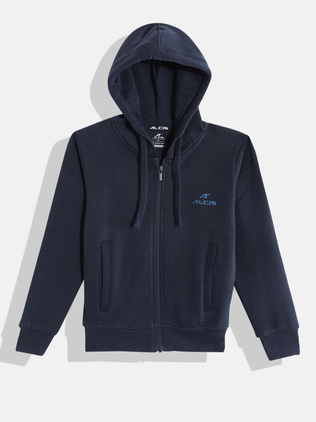 Alcis Boys Navy Blue Solid Hooded Sweatshirt