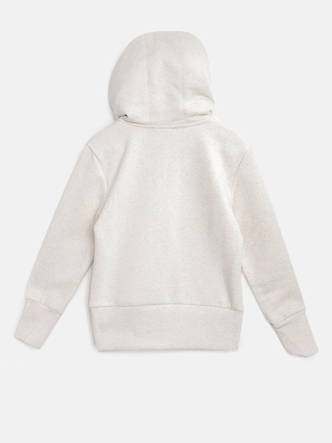 Alcis Girls Off-White Solid Hooded Sweatshirt With Melange effect