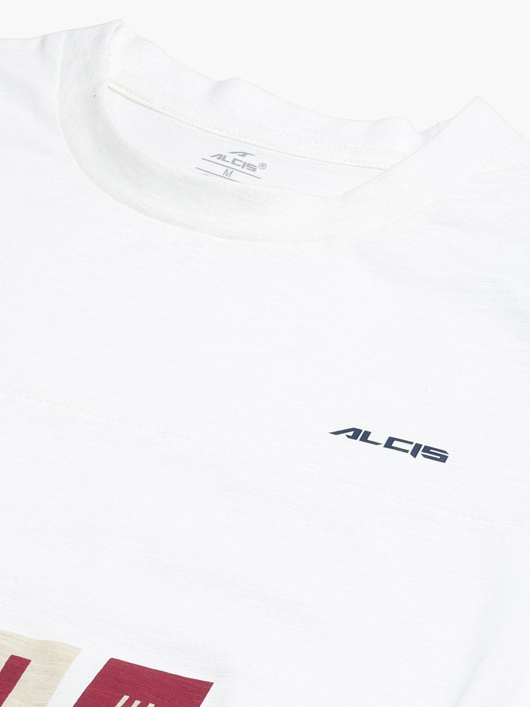 Alcis Men White & Beige Printed Slim Fit T-shirt
