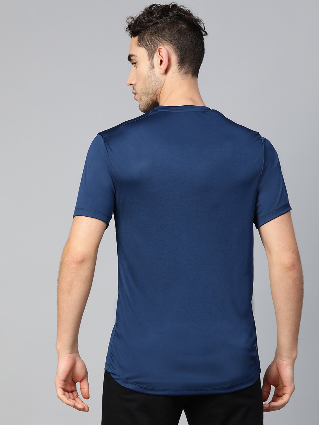 Alcis Men Navy Blue Anti-Viral Round Neck Training T-shirt