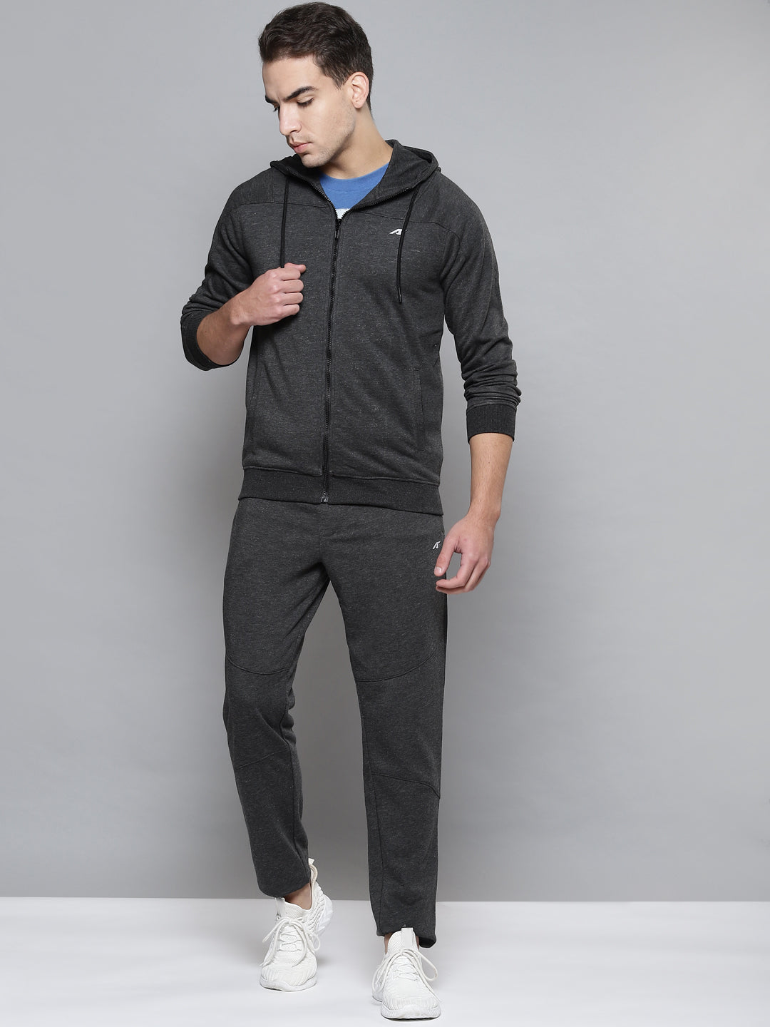 Alcis Men Charcoal Grey Solid Tracksuit