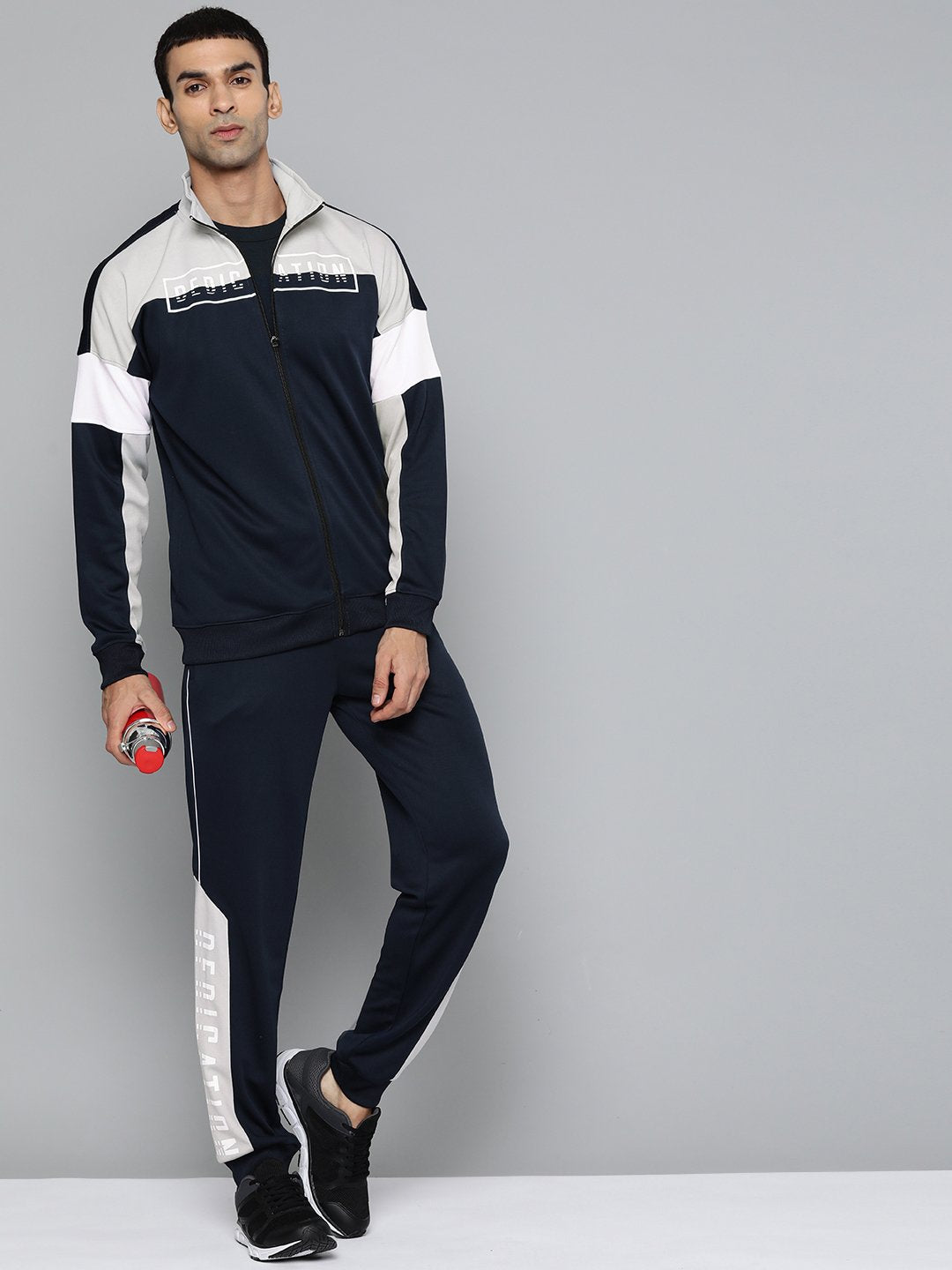 Alcis Men Typography Navy Blue Tracksuits