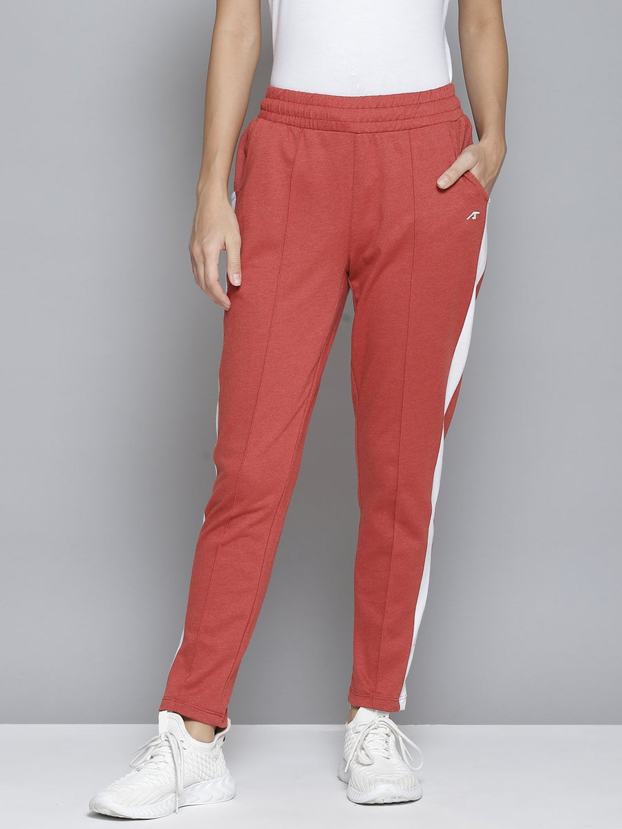 Alcis Women Orange & White Striped Slim-Fit Track Pants WTPMA210572-XS