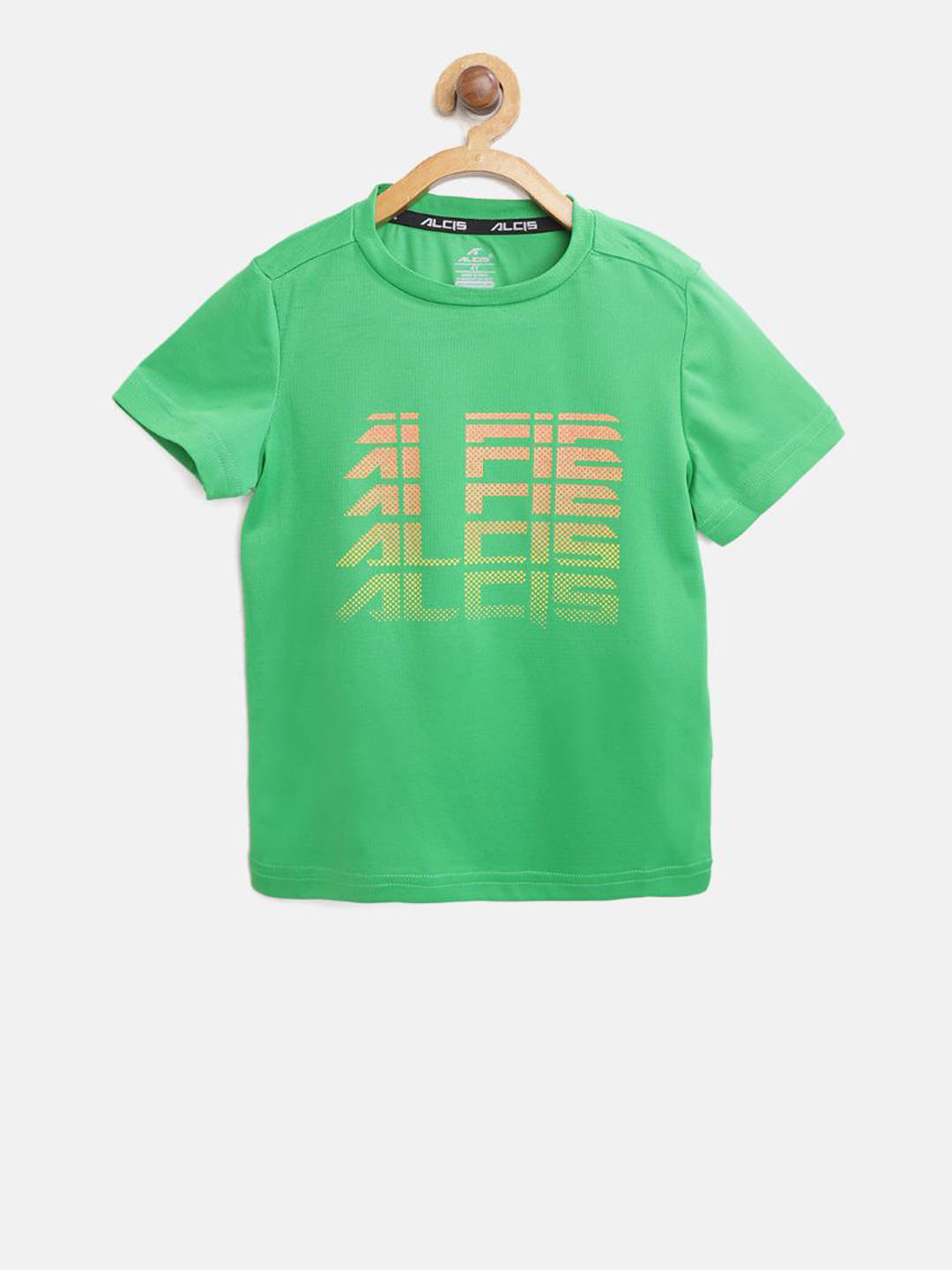 Alcis Boys Green Printed Slim Fit Round Neck Training T-shirt BTE750A3-4