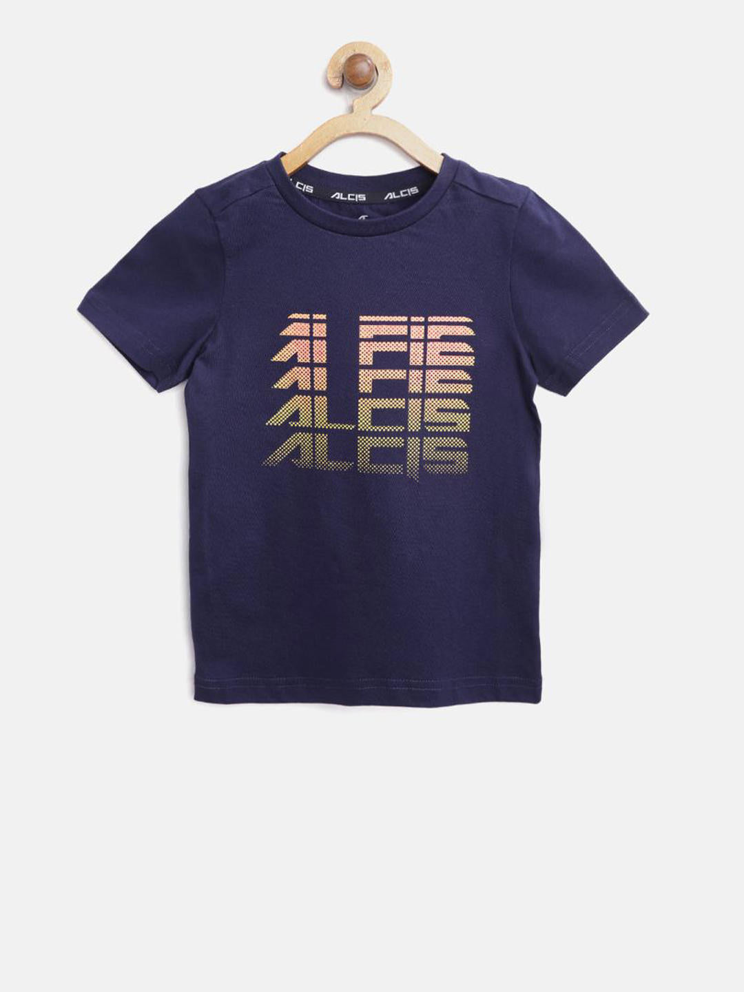 Alcis Boys Navy Blue Printed Round Neck Training T-shirt BTE750B6-4