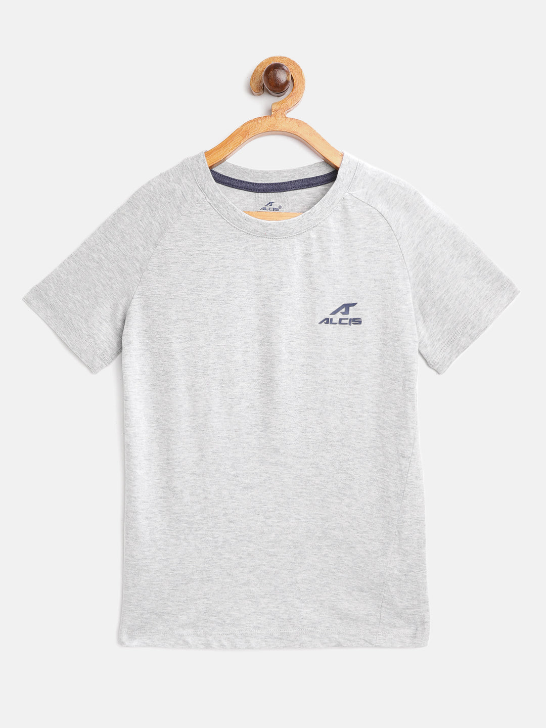 Alcis Boys Grey Melange Printed Back Round Neck T-shirt BTESST2303-4Y