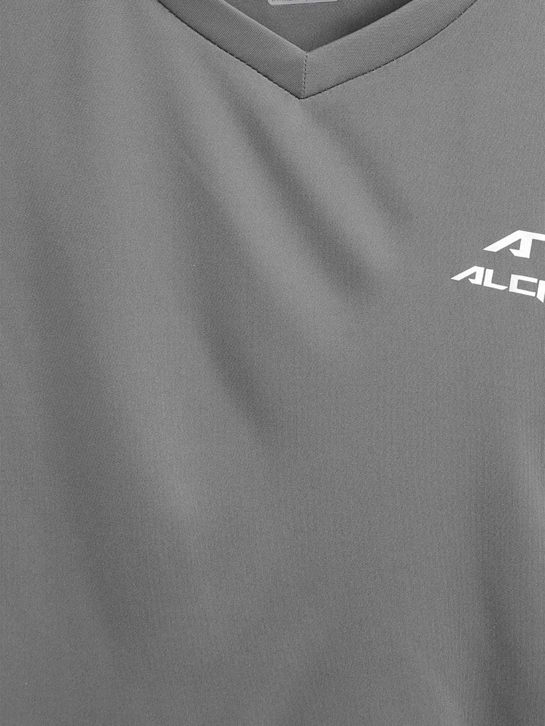 Alcis Girls Charcoal Grey Solid Slim Fit V-Neck T-shirt