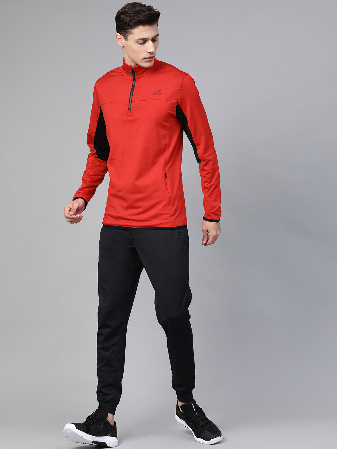 Alcis Men Red Solid Training Sweatshirt