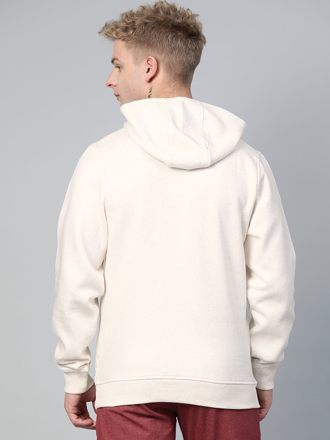 Alcis Men Off-White Printed Hooded Sweatshirt