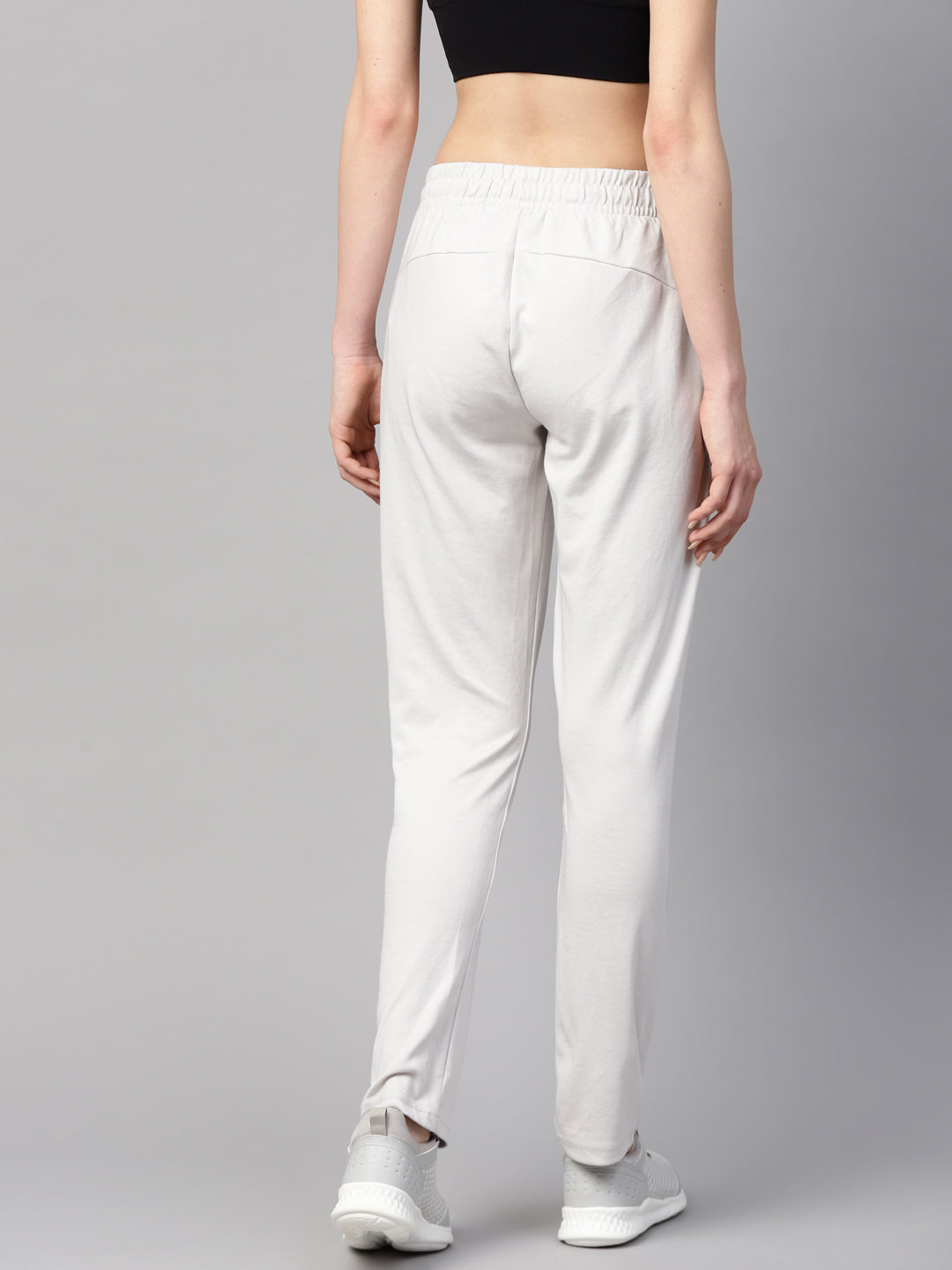 Alcis Women Off White Solid Slim Fit Track Pants
