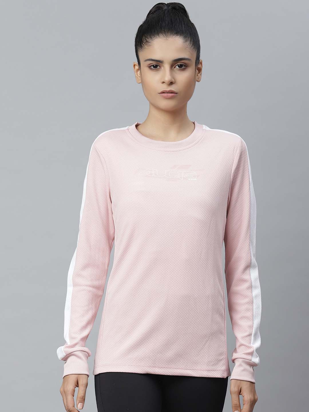 Alcis Women Pink Self Design Sweatshirt