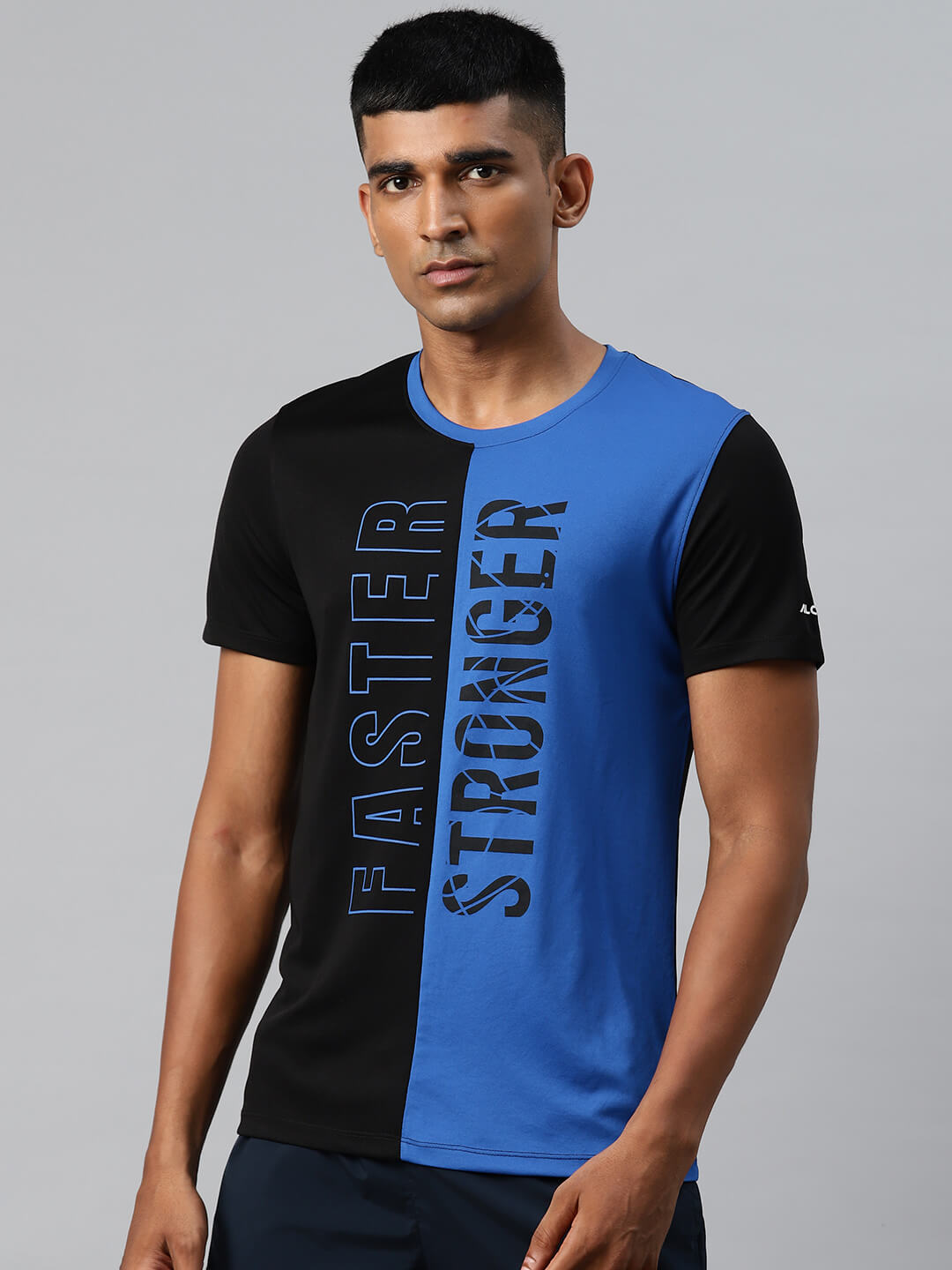 Alcis Men Typography Printed Colourblocked Dry Tech Slim Fit Sports T-shirt