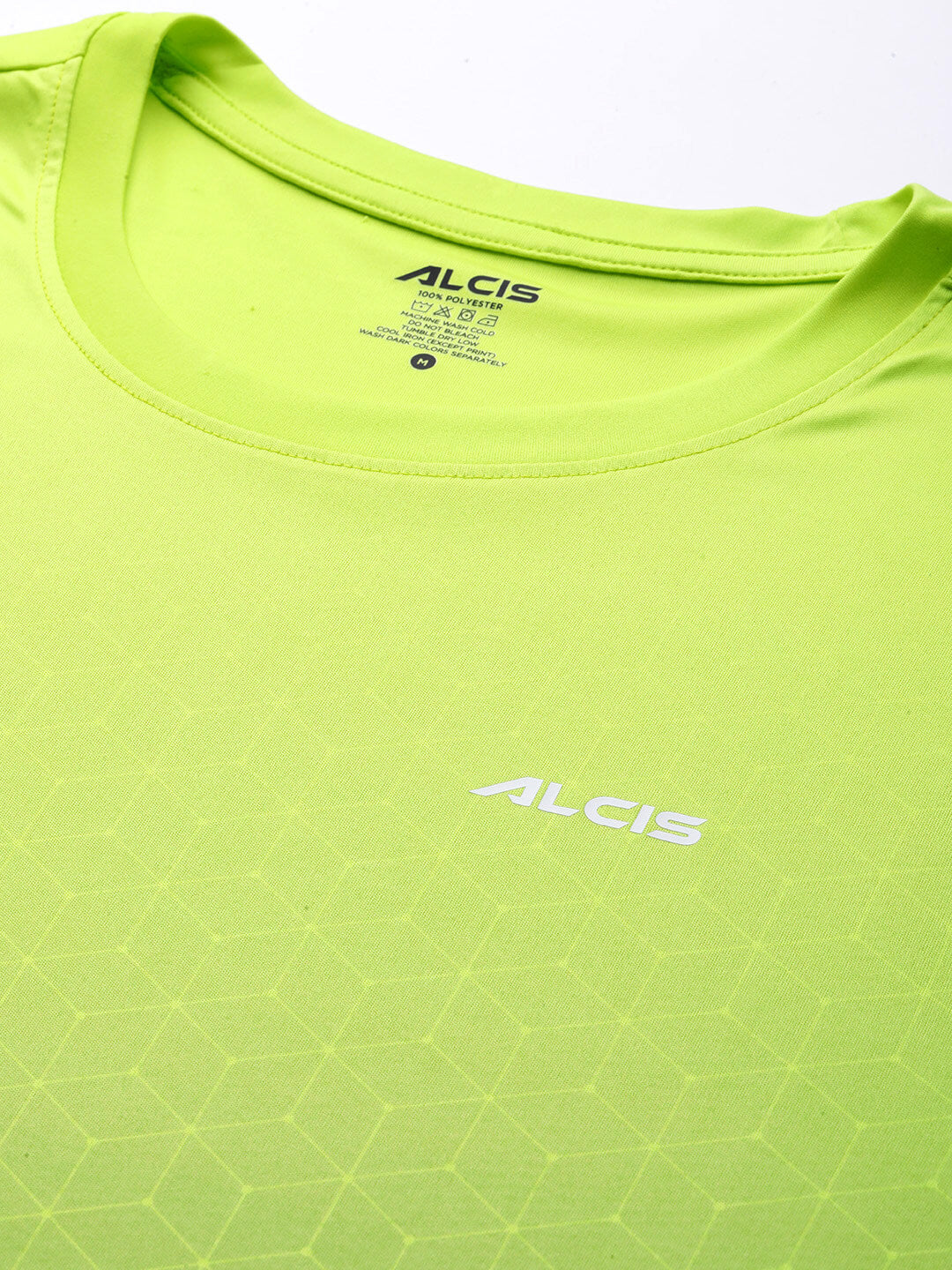 Alcis Men Lime Green  Printed Dry Tech Slim Fit T-shirt