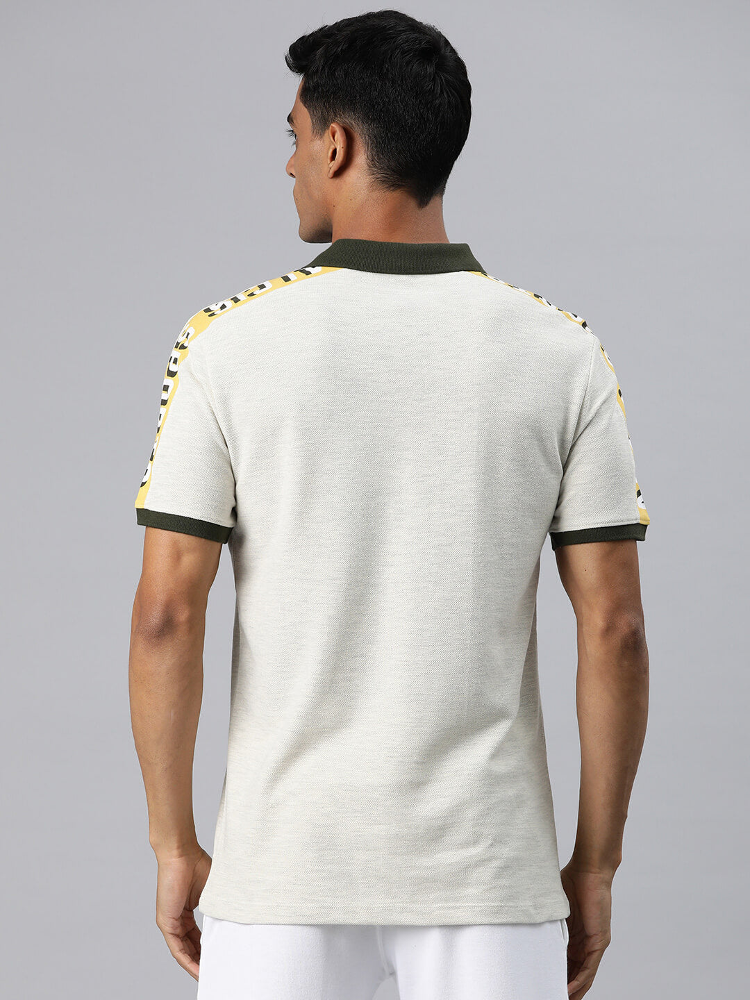 Alcis Men Grey Typography Printed Polo Collar T-shirt