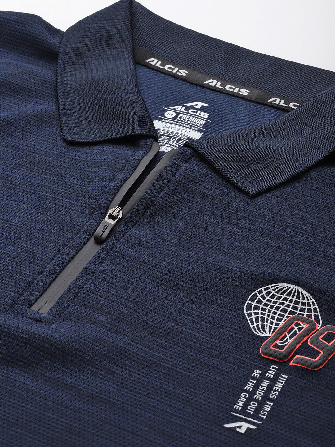 Alcis Men Graphic Printed Polo Collar Dry Tech Slim Fit T-shirt