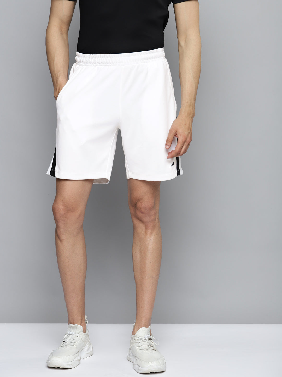 Alcis Men White Slim Fit Training or Gym Sports Shorts