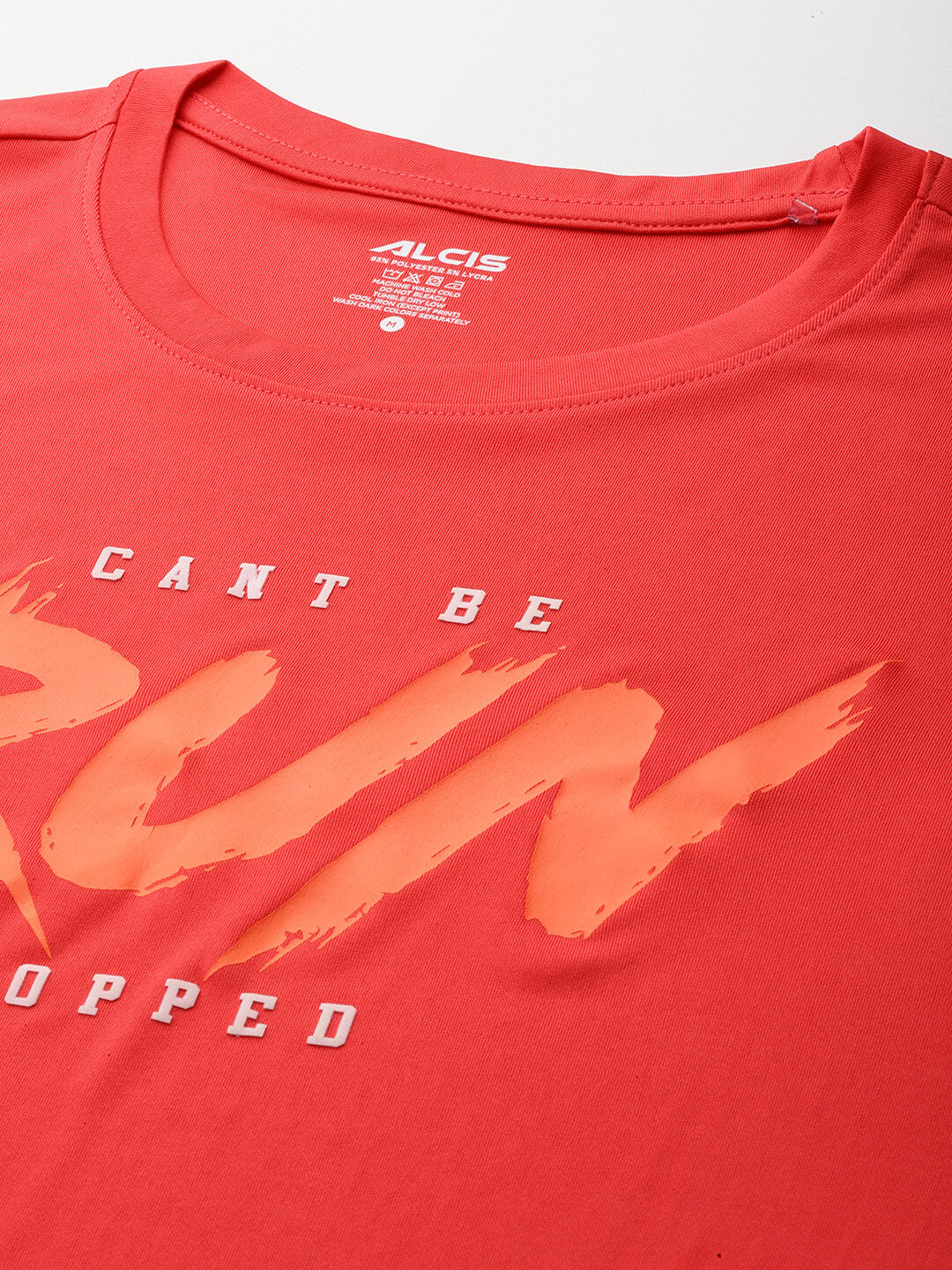 Alcis Men Red Typography Printed Anti Static Slim Fit T-shirt