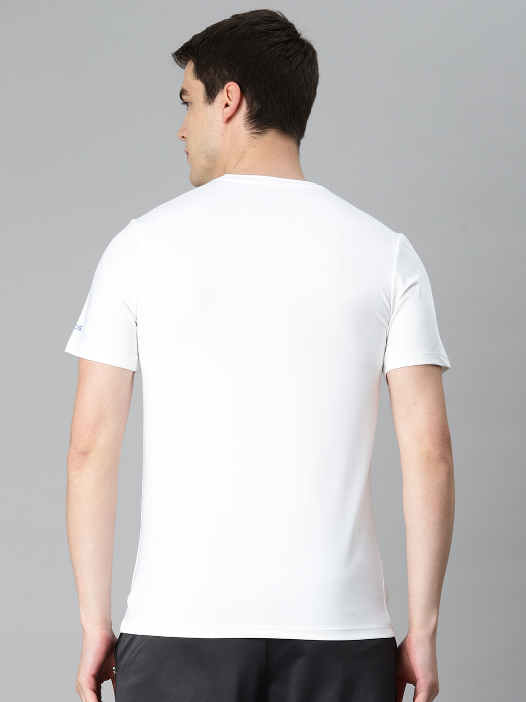Alcis Men White Typography Printed Anti Static Slim Fit Sports T-shirt