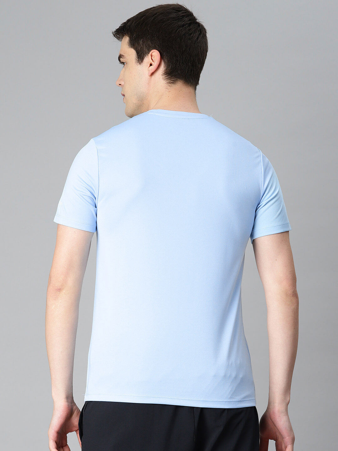 Alcis Men Blue Typography Printed Anti Static Slim Fit Sports T-shirt