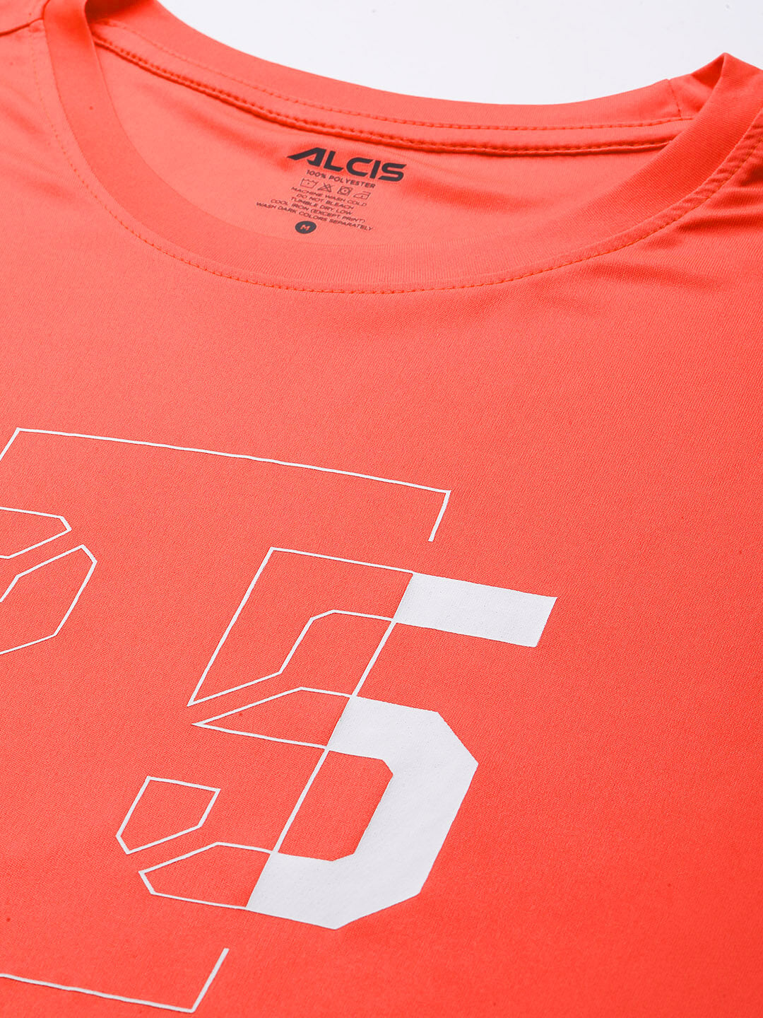 Alcis Men Orange Typography Printed Dry Tech Slim Fit T-shirt