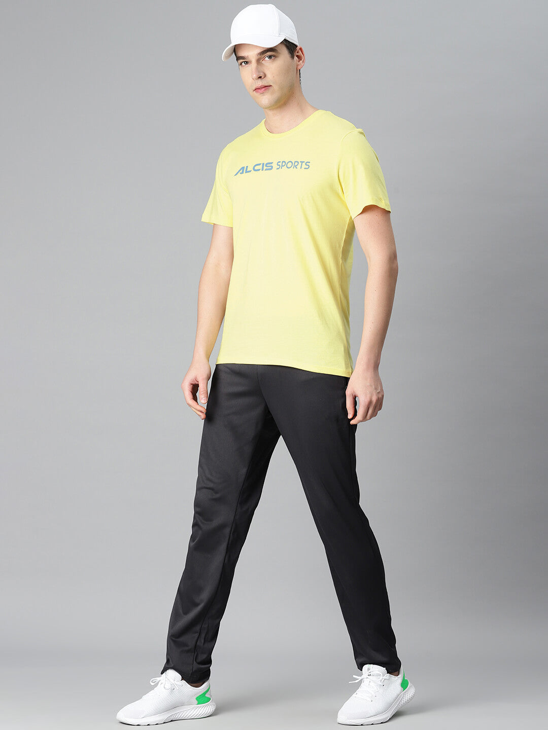 Alcis Men Yellow Typography Printed Anti Static Slim Fit Sports T-shirt