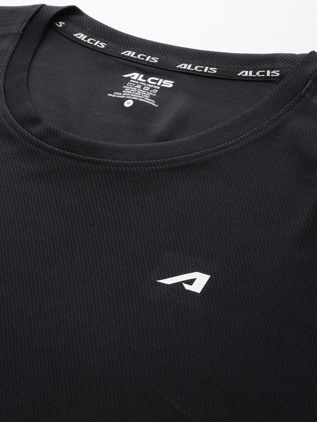 Alcis Men Black Anti Static Slim Fit T-shirt